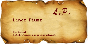 Lincz Piusz névjegykártya